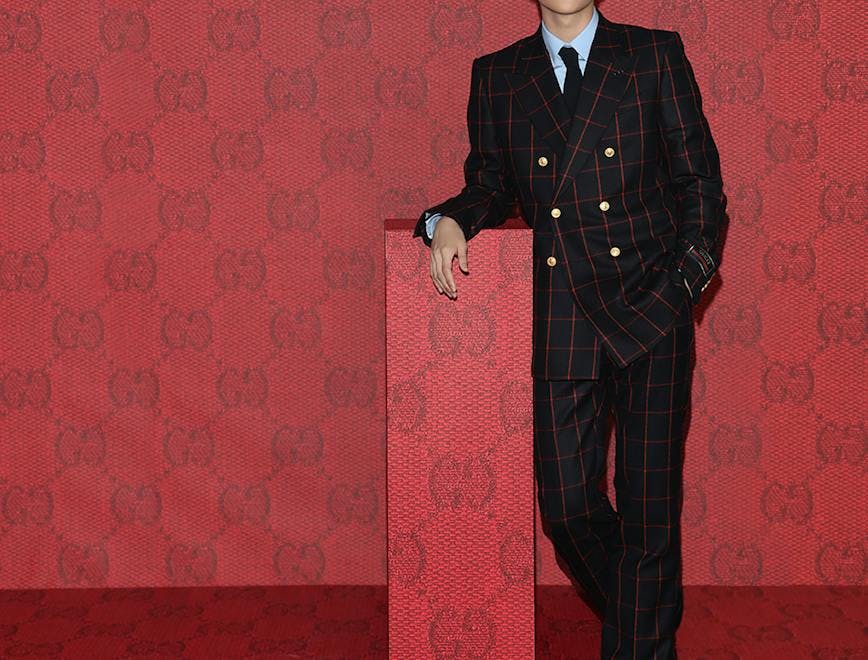 arts culture and entertainment fashion celebrities gucci alessandro michele - fashion designer marco bizzarri milano moda donna arrival front row catwalk - stage fashion show influencer milan clothing formal wear suit coat pajamas person standing
